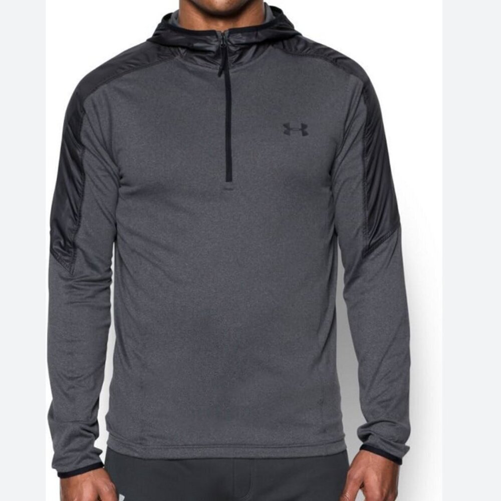 Under Armour UA SuperVent Cold Gear 1/4‎ Zip Pullover Hoodie Grey Men's sz 2XL